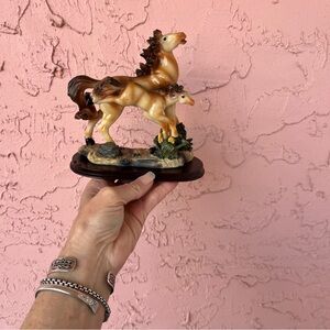 Vintage Resin Figurine Statue Mother and Foal Horse Western Cowboy